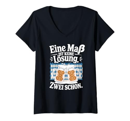 Damen Eine Maß Ist Keine Lösung Zwei Schon Oktoberfest Biertrinker T-Shirt mit V-Ausschnitt Damen Eine Maß Ist Keine Lösung Zwei Schon Oktoberfest Biertrinker T-Shirt mit V-Ausschnitt von Bayerische Prost Oktoberfest-Kleidung Kollektion