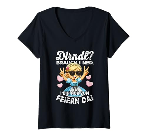 Damen Lustiges Dirndl Brauch I Ned Spruch Party T-Shirt mit V-Ausschnitt Damen Lustiges Dirndl Brauch I Ned Spruch Party T-Shirt mit V-Ausschnitt von Bayerische Tracht Lustige Party