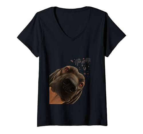 Damen Neugieriger Hund Bayerischer Gebirgsschweißhund T-Shirt mit V-Ausschnitt von Bayerischer Gebirgsschweißhund Geschenke