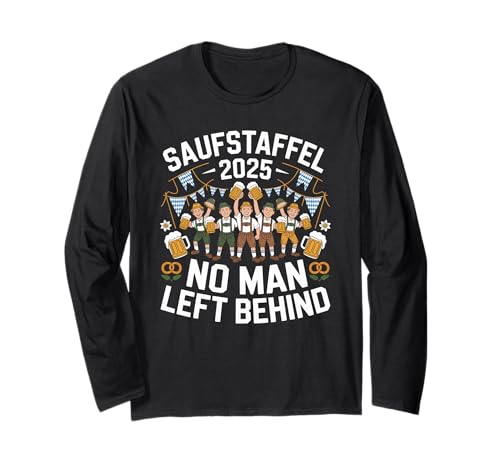 Saufstaffel Oktoberfest 2025 No Man Left Behind Crew Langarmshirt Saufstaffel Oktoberfest 2025 No Man Left Behind Crew Langarmshirt von Bayerisches Bierfestival Bier Saufen Crew