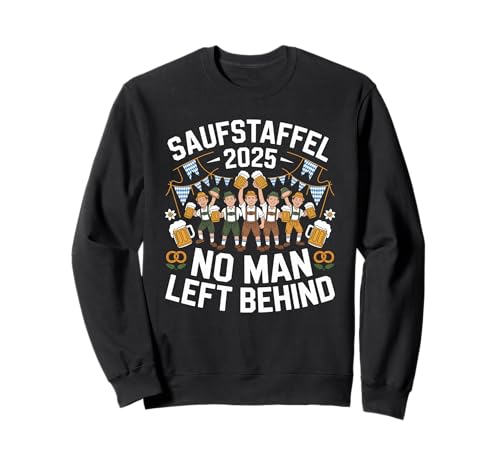 Saufstaffel Oktoberfest 2025 No Man Left Behind Crew Sweatshirt von Bayerisches Bierfestival Bier Saufen Crew