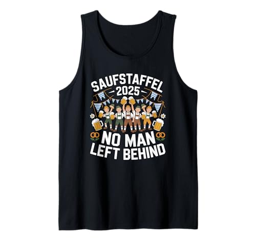 Saufstaffel Oktoberfest 2025 No Man Left Behind Crew Tank Top von Bayerisches Bierfestival Bier Saufen Crew