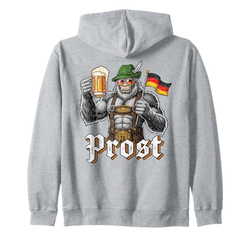 Funny German Bigfoot Oktoberfest Beer Lederhosen Prost Man Kapuzenjacke von Bayerisches Oktoberfest Sasquatch Festival