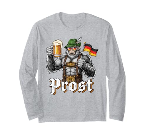 Funny German Bigfoot Oktoberfest Beer Lederhosen Prost Man Langarmshirt von Bayerisches Oktoberfest Sasquatch Festival