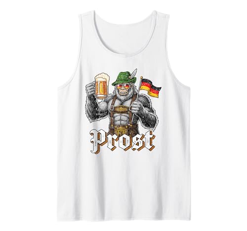 Funny German Bigfoot Oktoberfest Beer Lederhosen Prost Man Tank Top von Bayerisches Oktoberfest Sasquatch Festival