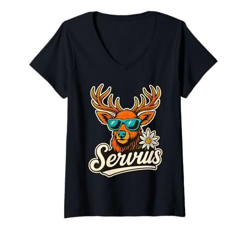 Damen Servus Hirsch Trachten Design Alps Oktoberfest Men's T-Shirt mit V-Ausschnitt Damen Servus Hirsch Trachten Design Alps Oktoberfest Men's T-Shirt mit V-Ausschnitt von Bayern Alpen Style Trachten Tees