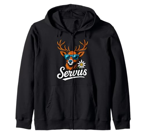 Servus Hirsch Trachten Design Alpen Oktoberfest Herren Kapuzenjacke Servus Hirsch Trachten Design Alpen Oktoberfest Herren Kapuzenjacke von Bayern Alpen Style Trachten Tees