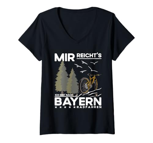 Damen Mir Reichts Ich GEH Nach Bayern Radfahren Radwege Fahrrad T-Shirt mit V-Ausschnitt Damen Mir Reichts Ich GEH Nach Bayern Radfahren Radwege Fahrrad T-Shirt mit V-Ausschnitt von Bayern Radwege und Radfahren Gadgets