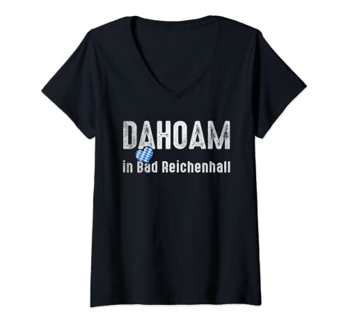 Damen Dahoam in Bad Reichenhall - Bayern Boarisches Lebensgefühl T-Shirt mit V-Ausschnitt von Bayerns Schönste Orte Freistaat Bayern Geschenke