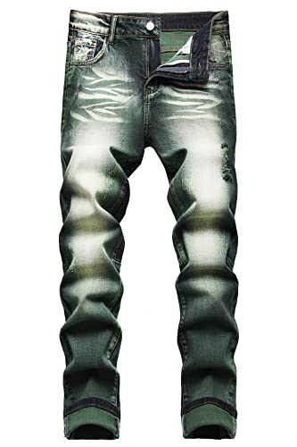 Baylvn Herren-Jeans, schmale Passform, gerader Schnitt, lässige, modische Denim-Hose im verwaschenen und zerrissenen Stil, 46 von Baylvn