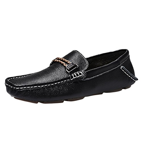 Bayamte Herren Slip On Mokassin Atmungsaktiv Fahren Halbschuhe Freitzeit Schuhe Anti-Rutsch Slipper Schwarz Asia 41 (25.5cm) von Baymate