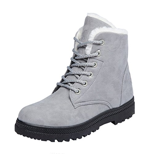 Baymate Casual Winterschuhe Damen Stiefeletten mit Warm Gefüttert Flach Anti Rutsch Sohle Mädchen Schneestiefel Outdoor Boots (Grau, Asia 44 (27cm) von Baymate