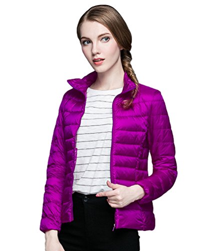 Baymate Damen Daunenjacke Mit Stehkragen Leichte Dünne Kurze Winterjacke Zusammenklappbar Plus Size Lila M von Baymate