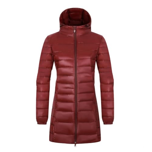 Baymate Damen Leichte Steppjacke Daunen Steppjacke mit Kapuze Mantel Lange Wintermütze Abnehmbare Daunenjacke Ultraleicht Warm Mantel Herbst Winter von Baymate
