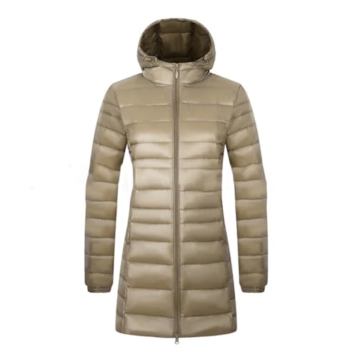 Baymate Damen Leichte Steppjacke Daunen Steppjacke mit Kapuze Mantel Lange Wintermütze Abnehmbare Daunenjacke Ultraleicht Warm Mantel Herbst Winter von Baymate