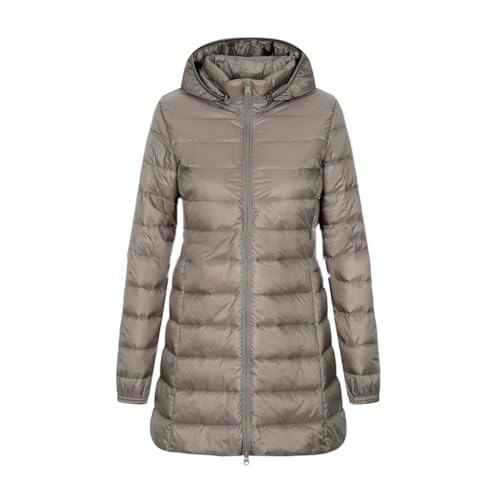 Baymate Damen Leichte Steppjacke Daunen Steppjacke mit Kapuze Mantel Lange Wintermütze Abnehmbare Daunenjacke Ultraleicht Warm Mantel Herbst Winter von Baymate