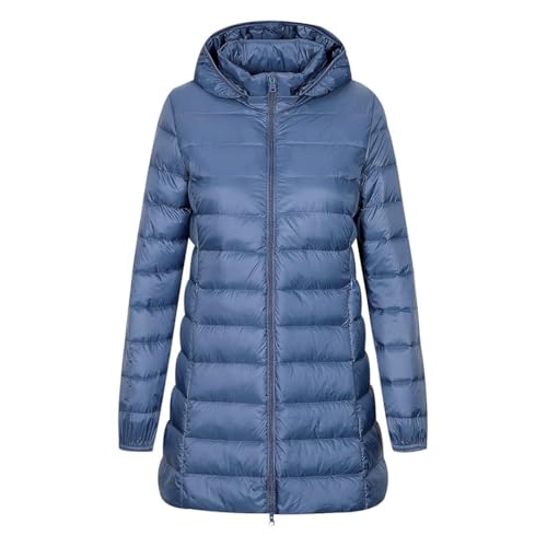 Baymate Damen Leichte Steppjacke Daunen Steppjacke mit Kapuze Mantel Lange Wintermütze Abnehmbare Daunenjacke Ultraleicht Warm Mantel Herbst Winter von Baymate