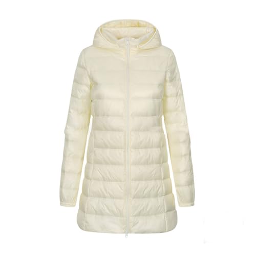Baymate Damen Leichte Steppjacke Daunen Steppjacke mit Kapuze Mantel Lange Wintermütze Abnehmbare Daunenjacke Ultraleicht Warm Mantel Herbst Winter von Baymate