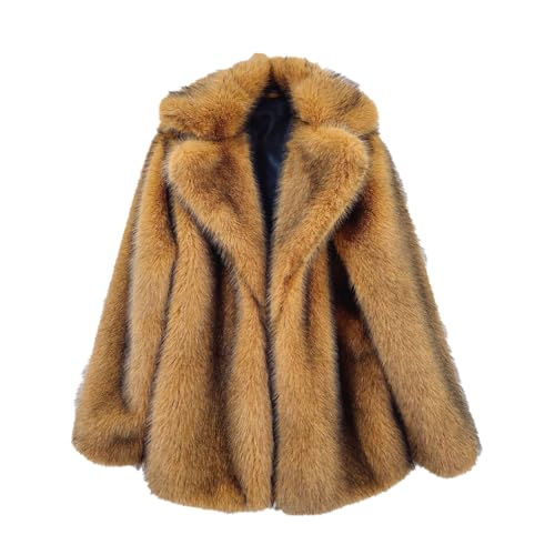 Baymate Damen Wintermantel Fellmantel Lapel Kunstpelz Mantel Winterjacke Warm Langarm Jacke Plüsch Dicke Wintermantel von Baymate