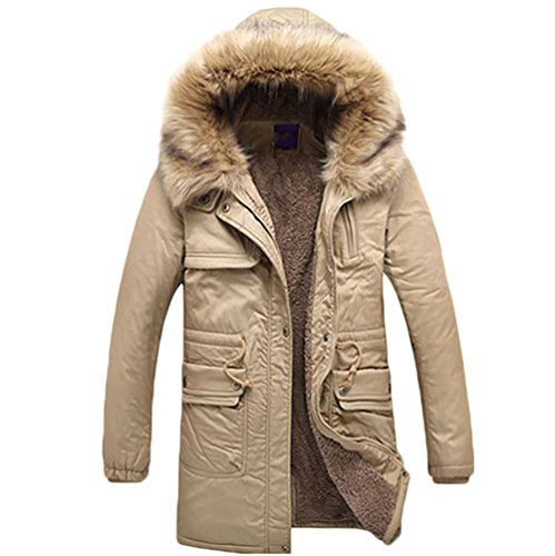 Baymate Herren Parka Jacke Winterjacke mit Abnehmbar Kapuze Verdicken Kapuzenparka Jacket Mantel Wintermantel Khaki L von Baymate