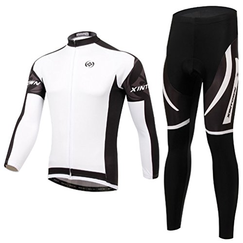 Baymate Unisex Mountain Bike Radfahren Radtrikot Set Lang Ärmel Jacke Hose Winddicht Fahrrad Kleidung Weiß L von Baymate