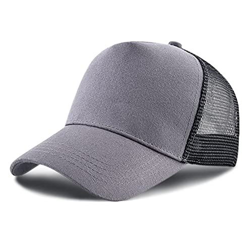 Baseballcap Meshcap Kappe 5 Panel Mesh Kappe Breathable Verstellbar Baseballmütze Truckercap für Herren und Damen (Grau Schwarz) von Baynetin