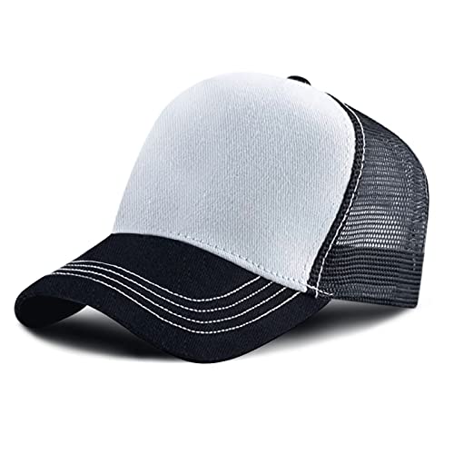 Baseballcap Meshcap Kappe 5 Panel Mesh Kappe Breathable Verstellbar Baseballmütze Truckercap für Herren und Damen (Weiß schwarz) von Baynetin