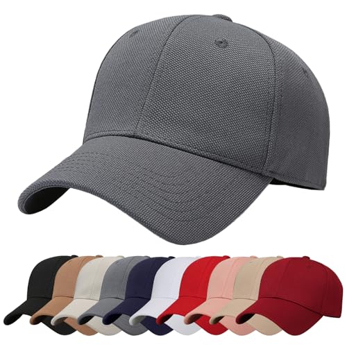 Baynetin Baseball Cap Schlichte Baseballkappe Reine Farbe Baseboard Basecap Unisex Verstellbar Atmungsaktiv Anti-UV Outdoor Reise Sonnenhut Golfkappe (Grau) von Baynetin