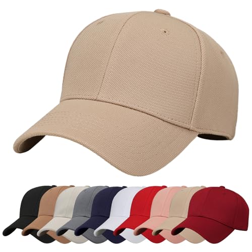 Baynetin Baseball Cap Schlichte Baseballkappe Reine Farbe Baseboard Basecap Unisex Verstellbar Atmungsaktiv Anti-UV Outdoor Reise Sonnenhut Golfkappe (Khaki) von Baynetin