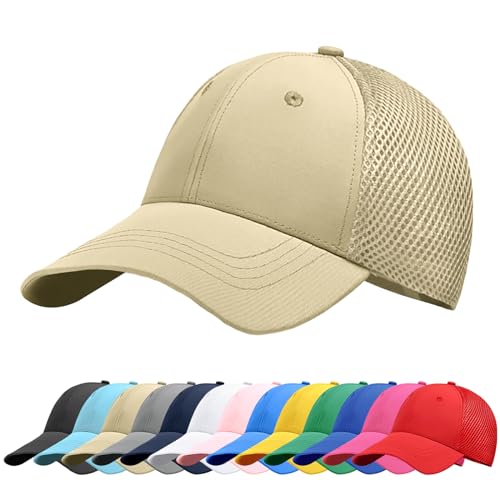 Baynetin Baseball Kappe Unisex Klassisch Verstellbar Atmungsaktive Sportlicher Sonnenschutz Basecap Atmungsaktive Masche Freizeit UV Baseballmütze (Khaki) von Baynetin