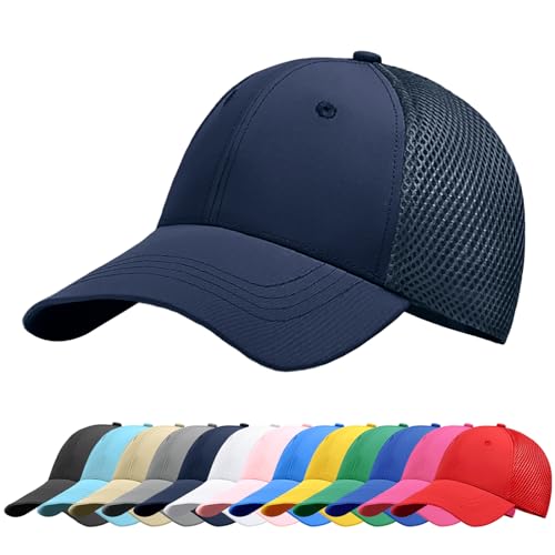 Baynetin Baseball Kappe Unisex Klassisch Verstellbar Atmungsaktive Sportlicher Sonnenschutz Basecap Atmungsaktive Masche Freizeit UV Baseballmütze (Marineblau) von Baynetin