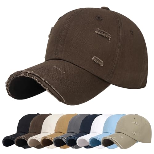 Baynetin Basecap Vintage Used Look Outdoor Kappe Mütze Unisex Freizeit Baumwolle Verstellbar Baseballcap Sommerhut (Dunkelbraun) von Baynetin