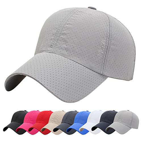 Baynetin Masche Baseball Kappe, Herren Atmungsaktive Schnell Trocknend Basecap, Mesh Freizeit UV Baseballmütze Verstellbar Sport Cap (Grau) von Baynetin