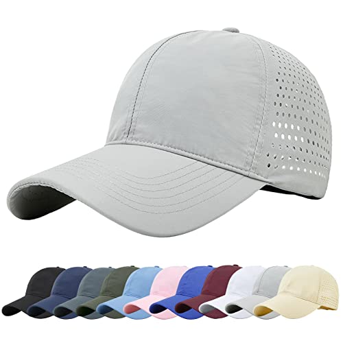 Baynetin Mesh Baseball Kappe, Atmungsaktive Schnell Trocknend Basecap, Masche Freizeit UV Baseballmütze Sport Cap Verstellbar (Hellgrau) von Baynetin