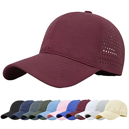 Baynetin Mesh Baseball Kappe, Atmungsaktive Schnell Trocknend Basecap, Masche Freizeit UV Baseballmütze Sport Cap Verstellbar (Weinrot) von Baynetin