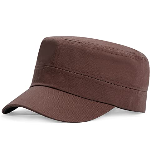Herren Army Cap Military Flat Cap, Baumwolle Army Kappe Cadet Hat Verstellbare Baseballmütze Sommer Trucker Hut für Draussen, Sport Wandern und Reisen (Braun) von Baynetin