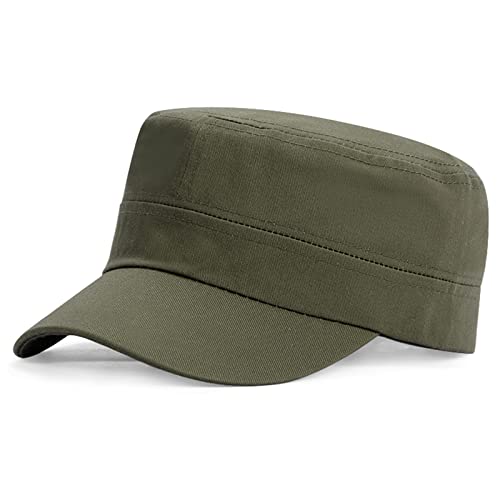 Herren Army Cap Military Flat Cap, Baumwolle Army Kappe Cadet Hat Verstellbare Baseballmütze Sommer Trucker Hut für Draussen, Sport Wandern und Reisen (Militärgrün) von Baynetin