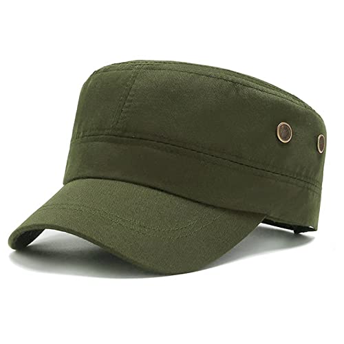Herren Army Cap Military Flat Cap, Baumwolle Army Kappe Cadet Hat Verstellbare Baseballmütze Sommer Trucker Hut für Draussen, Sport Wandern und Reisen (grün) von Baynetin