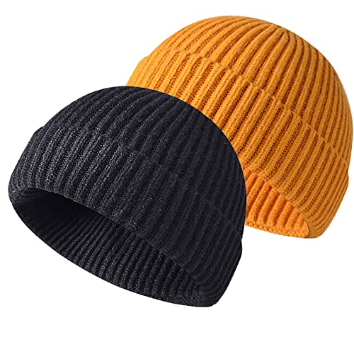 Retro Trawler Winter Beanie Hat, Unisex Fischermütze Dockermütze Rollmütze Winter Hut Baseballkappe Cappello Antivento (Z-Schwarz + Gelb) von Baynetin