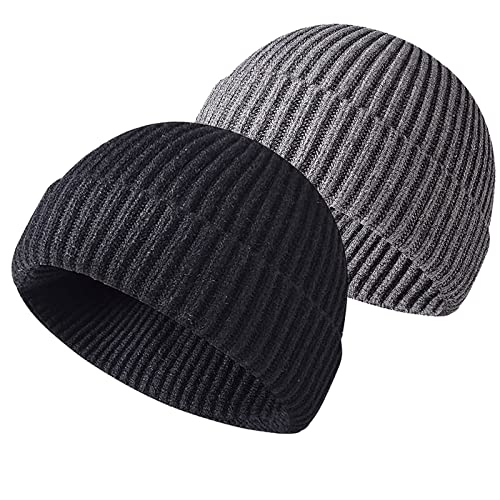 Retro Trawler Winter Beanie Hat, Unisex Fischermütze Dockermütze Rollmütze Winter Hut Baseballkappe Cappello Antivento (Z-Schwarz + Grau) von Baynetin