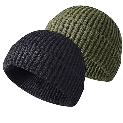 Retro Trawler Winter Beanie Hat, Unisex Fischermütze Dockermütze Rollmütze Winter Hut Baseballkappe Cappello Antivento (Z-Schwarz + Grün) von Baynetin