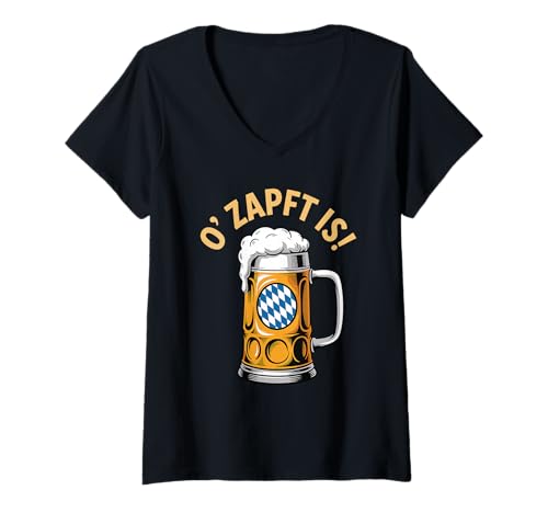 Damen O'Zapft is! Oktoberfest Bier T-Shirt mit V-Ausschnitt Damen O'Zapft is! Oktoberfest Bier T-Shirt mit V-Ausschnitt von Bayrischer Bierkrug im Oktoberfest Bayern Stil