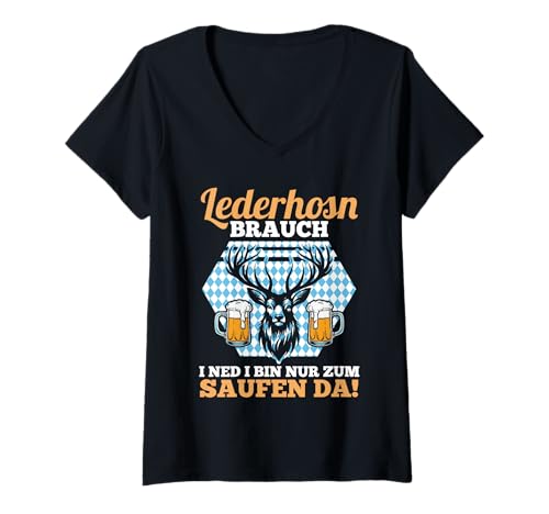Damen Lederhosn Hirsch Oktoberfest T-Shirt mit V-Ausschnitt Damen Lederhosn Hirsch Oktoberfest T-Shirt mit V-Ausschnitt von Bayrisches Volksfest Oktoberfest