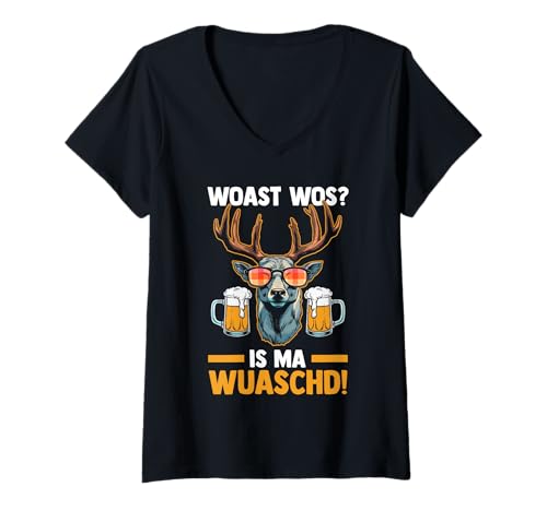 Damen Lederhosn Hirsch Oktoberfest T-Shirt mit V-Ausschnitt Damen Lederhosn Hirsch Oktoberfest T-Shirt mit V-Ausschnitt von Bayrisches Volksfest Oktoberfest