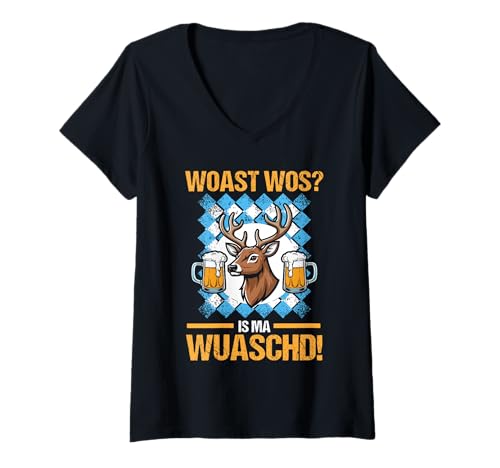 Damen Lederhosn Hirsch Oktoberfest T-Shirt mit V-Ausschnitt Damen Lederhosn Hirsch Oktoberfest T-Shirt mit V-Ausschnitt von Bayrisches Volksfest Oktoberfest