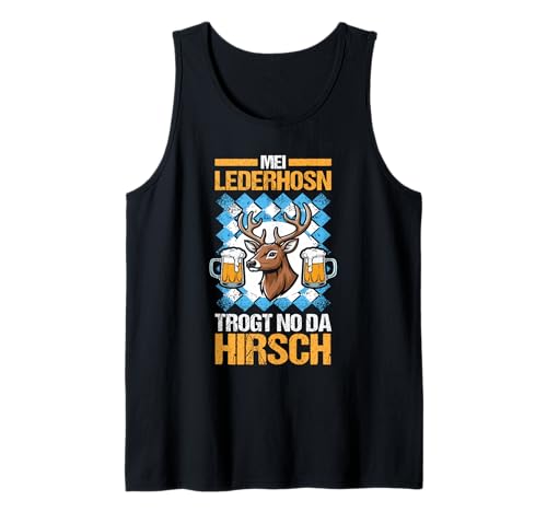 Herren Lederhosn Hirsch Oktoberfest Tank Top von Bayrisches Volksfest Oktoberfest