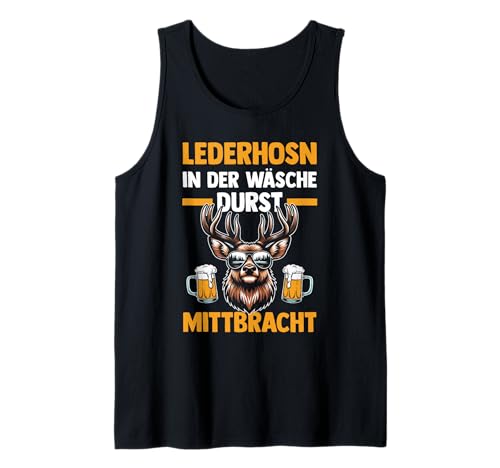 Herren Lederhosn Hirsch Oktoberfest Tank Top von Bayrisches Volksfest Oktoberfest