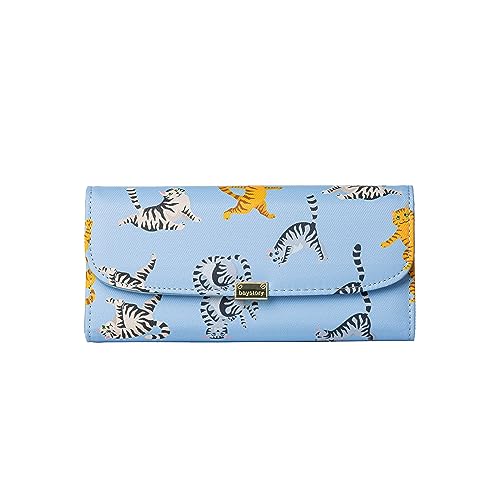 Baystory Niedliches Cartoon-Design Frauen Brieftasche, großer Spender Clutch Travel Organizer, große Geldbörse, perfekt für Geldbeutel, dreifach gefaltete Brieftasche mit Ausweisfenster, Mehrfarbig, von Baystory