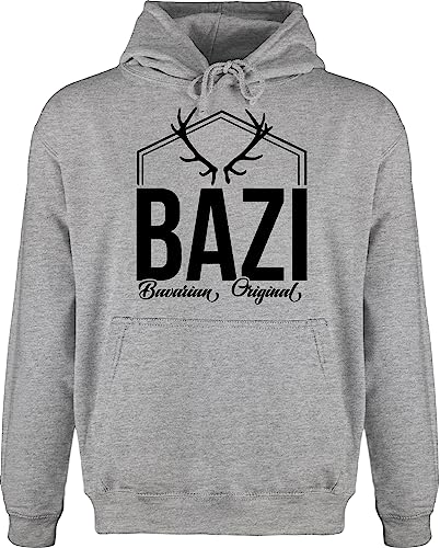 JH001 Herren Kapuzen Pullover - Bayern Männer - Bazi - Original Bavarian - 5XL - Grau meliert - Hoodies bayrische Hoodie Hoddies/pullies Hoodies/pullis Pulli pullis bayerischer bayerisch bayrischer von Bazi Shirts