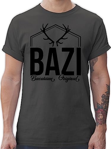 L190 Schlichtes Männer Shirt - Bayern - Bazi - Original Bavarian - 4XL - Dunkelgrau - bayrischer t-schirt Tshirt bayrisch Tshirts für bayrische t-Shirts Herren Bavaria bayerisch t-Shirt von Bazi Shirts